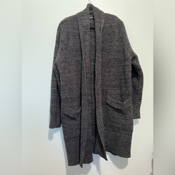 Barefoot Dreams super soft Cozychic Cali Cardigan in carbon black w2. - Picture 6 of 13
